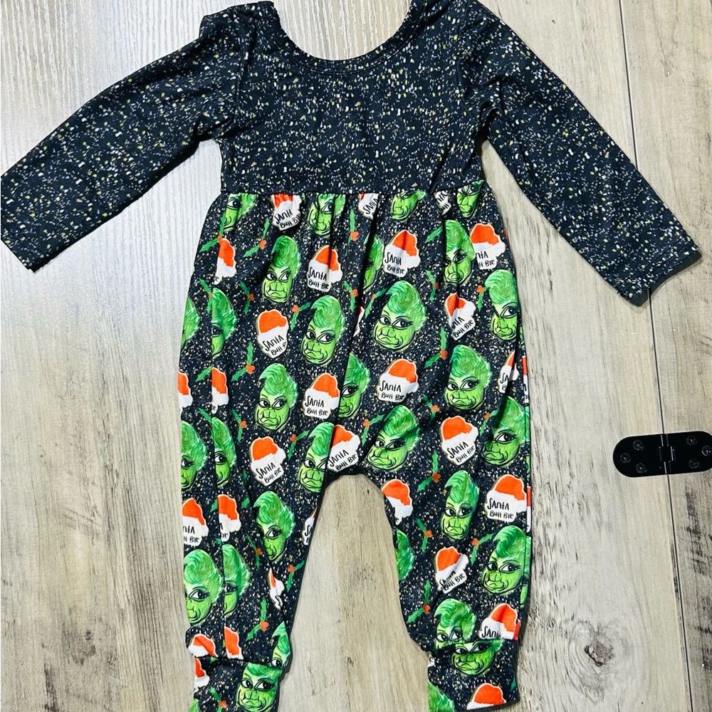 Grinch Baby Romper- Size 6 Months